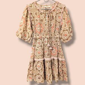 NEW Anthropologie Let Me Be Beige Pink Floral Printed Mini